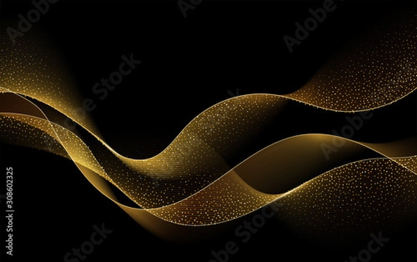 Obraz Abstract shiny color gold wave design element