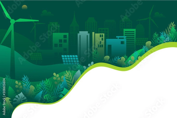 Fototapeta Green ecology and environment with nature concept landing page background template.