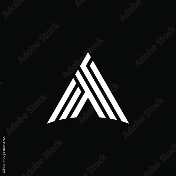 Fototapeta Initial letter A logo template with arrow head icon in triangle flat design illustration