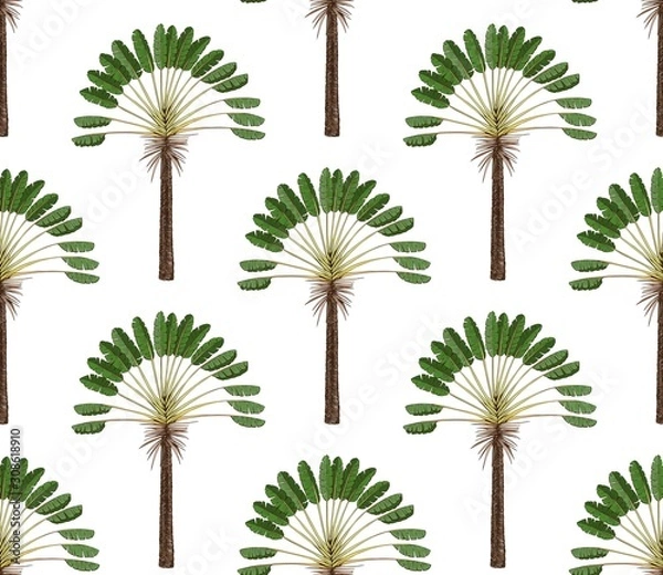 Obraz Seamless pattern with palm trees on white background. Simple vector ornament.