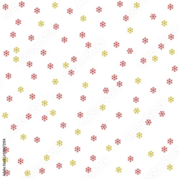 Fototapeta seamless pattern with small snowflakes on white background, vector drawing