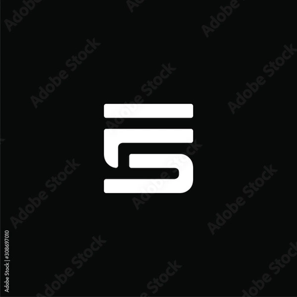 Fototapeta Initial letter FS or SF logo template with square line art symbol in flat design monogram illustration