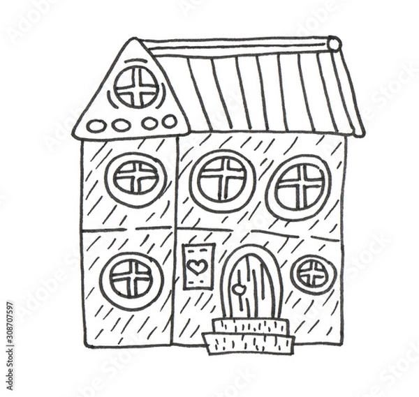 Obraz Fantasy house. Lineworks for design - cards, web and games.