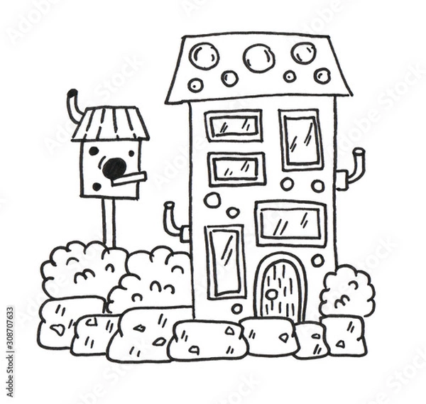 Obraz Fantasy house. Lineworks for design - cards, web and games.