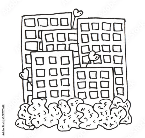 Obraz Big houses. Lineworks for design - cards, web and games.