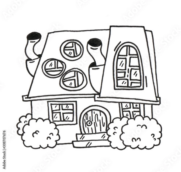 Obraz Fantasy house. Lineworks for design - cards, web and games.