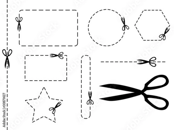 Obraz Scissors and cut mark