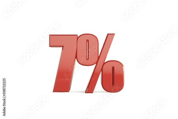 Fototapeta 3D illustration 7 Percent Discount with background