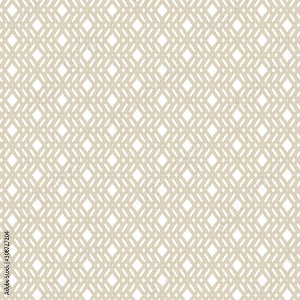 Fototapeta Vector golden geometric seamless pattern in traditional style. Tribal ethnic motif. Ornament with crossing lines, grid, mesh, lattice. Modern abstract white and beige texture. Repeat design element