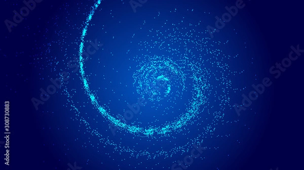 Fototapeta The universe vortex constructed by the movement trajectory of luminescent particles and the abstract background of network technology big data