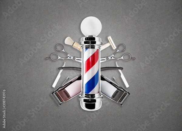 Obraz Barber Pole With Tools