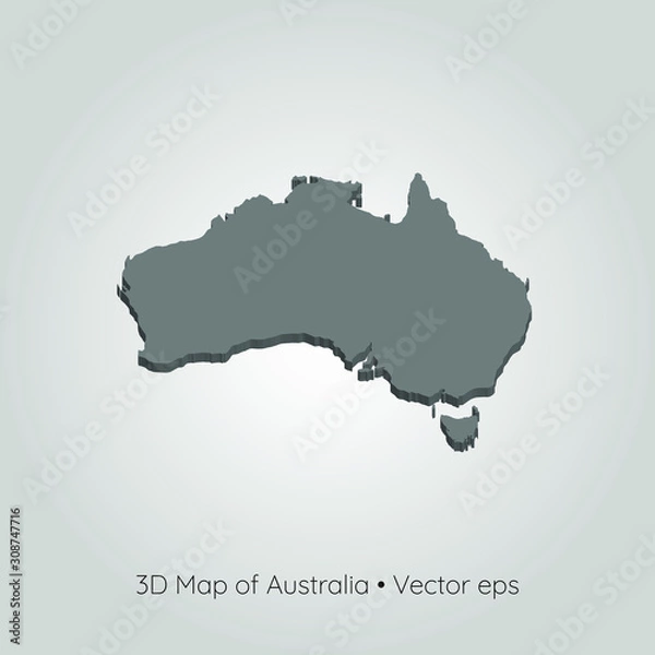 Fototapeta 3D map of Australia, vector eps	