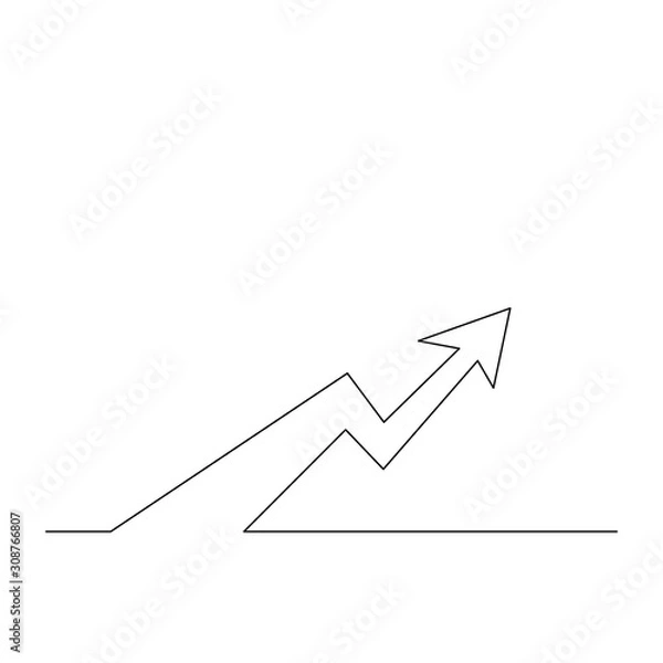 Fototapeta Continuous one line arrow go up. Vector illustration.