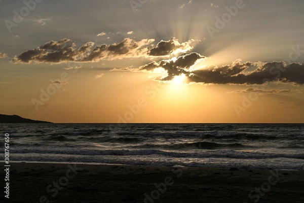Obraz yellow sunset on the beach