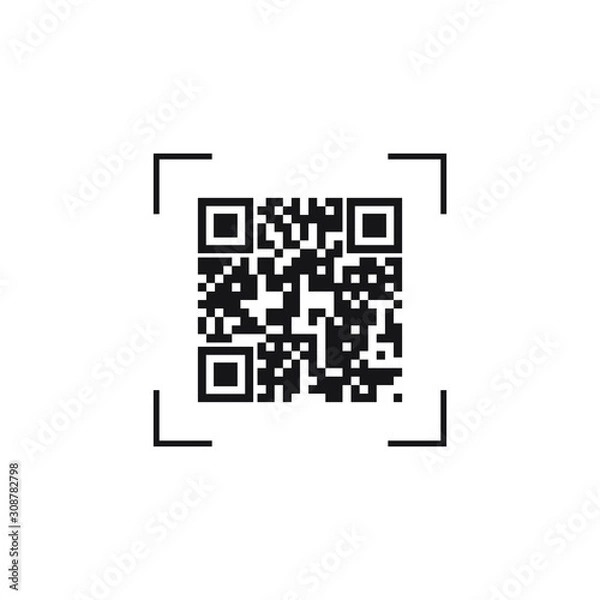 Fototapeta Scanning QR code on phone screen icon, app ui and ux elements. Vector illustration