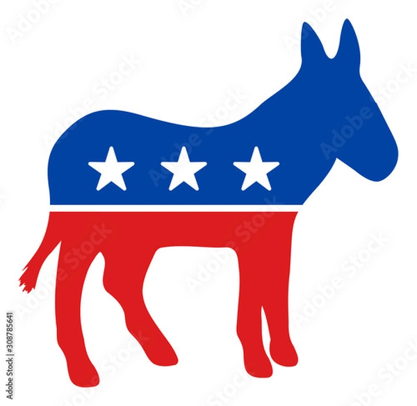 Fototapeta Democratic donkey vector icon. Flat Democratic donkey pictogram is isolated on a white background.