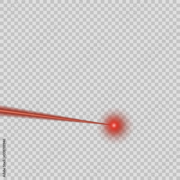 Obraz Vector red laser beam on isolated transparent background. Design element.