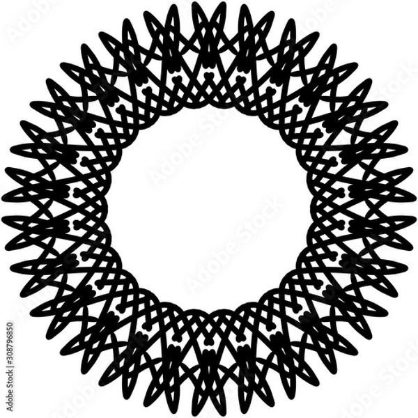 Fototapeta New ink Abstract circle pattern mandala flower floral petal stack. zentangl spirograph modern circular pattern geometric tribal lace motif black white. single art mehendi. Digital textile frame stamp