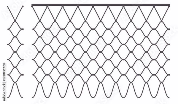 Fototapeta Basketball hoop ring outline net seamless pattern. Grid web links with garters. Abstract vector illustration. Metal chain texture