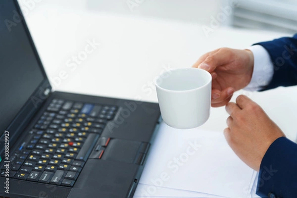 Obraz businessman working on laptop in office