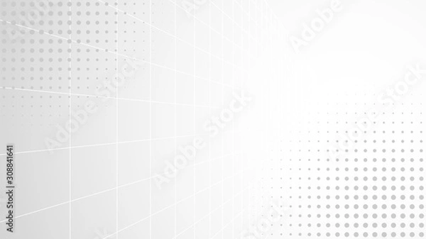 Fototapeta Abstract gray white background. White grid on gradient backdrop. Halftone pattern on straight lines. Blank geometric presentation, poster, print, cover template. Stock vector illustration