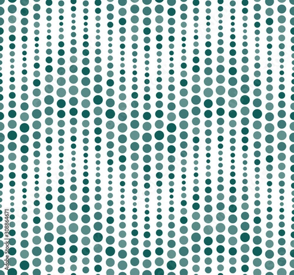 Fototapeta Seamless pattern, background, texture. Geometric elements, circles. Polka dot. Shades of green on white. Graphic design element.