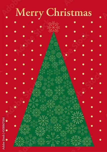 Obraz おしゃれな雪の結晶のクリスマスツリー2b