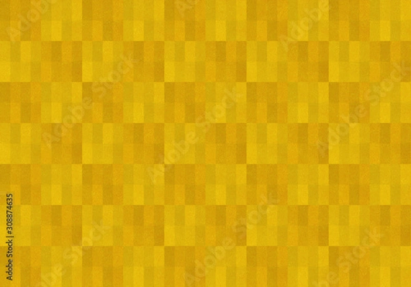 Fototapeta 背景：長方形 ブロック 幾何学模様 幾何学 金箔 屏風 金 ゴールド テクスチャー 市松模様