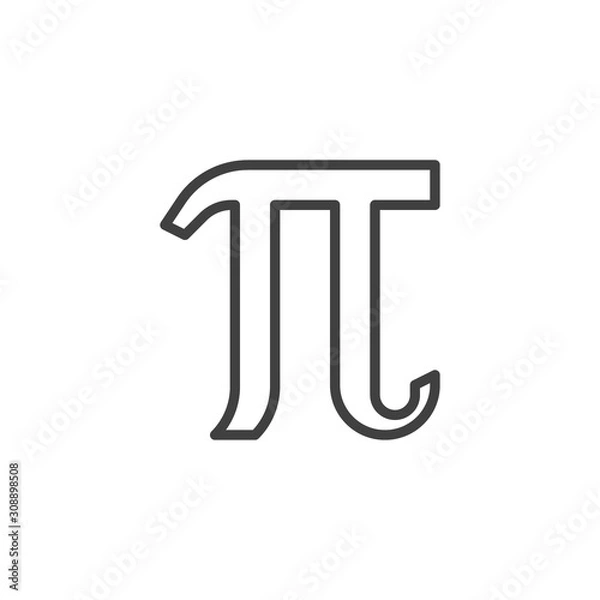 Fototapeta Mathematical value pi line icon. linear style sign for mobile concept and web design. Pi greek letter outline vector icon. Symbol, logo illustration. Vector graphics