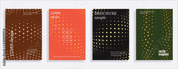 Obraz Minimalistic cover design templates. Set of layouts for covers, books, albums, notebooks, reports, magazines. Line dot halftone gradient effect, flat modern abstract design. Geometric mock-up texture