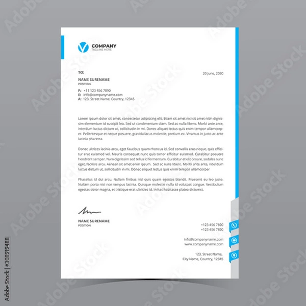 Fototapeta A4 Letterhead Template Vector Design