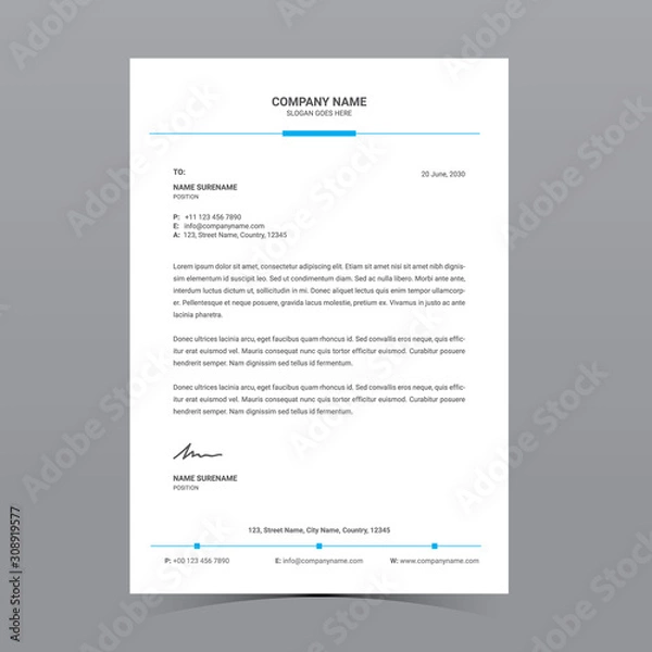 Fototapeta A4 Letterhead Template Vector Design