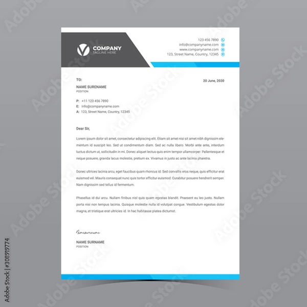 Fototapeta A4 Letterhead Template Vector Design