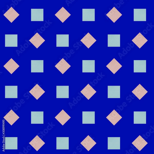 Fototapeta Seamless pattern with sticky paper sheet on blue background