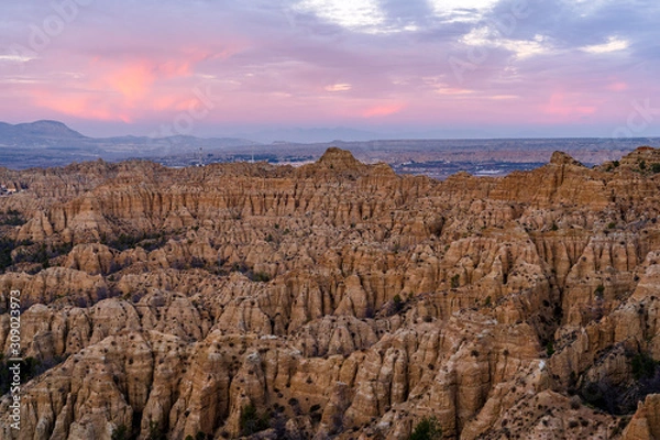 Obraz Stormy badlands landscape in Purullena. Guadix region. Province of Granada. Andalusia. South Spain