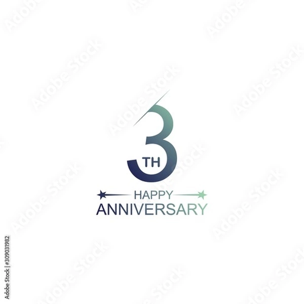 Obraz 3th anniversary vector template. Design for celebration, greeting cards or print.