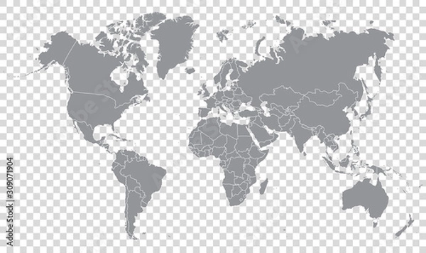 Fototapeta World map on transparent background