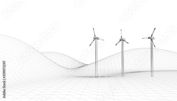 Obraz Wind turbine sustainable technology; original 3d rendering