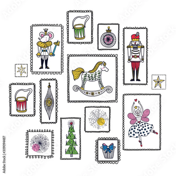 Obraz Nutcracker. Set. Stamp Magic vector illustration.