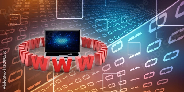 Fototapeta 3d rendering Padlock with www