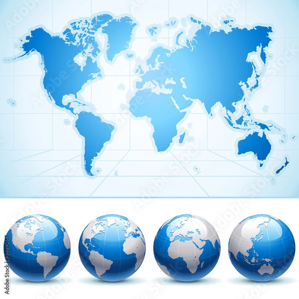 Fototapeta Globe and World Map