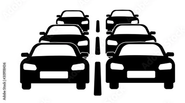 Fototapeta  A traffic jam on the road during rush hour