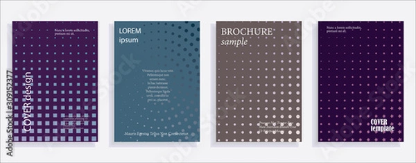 Fototapeta Minimalistic cover design templates. Layout set for covers of books, albums, notebooks, reports, magazines. Star, dot halftone gradient effect, flat modern abstract design Geometric mock-up texture