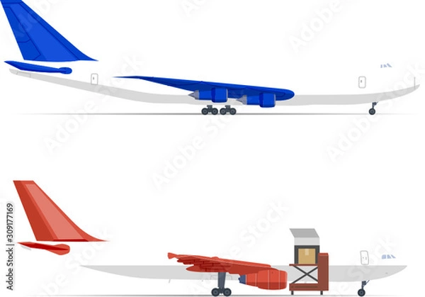 Fototapeta Airplane Boeing 747 - 100-200 cargo  loading in the airport