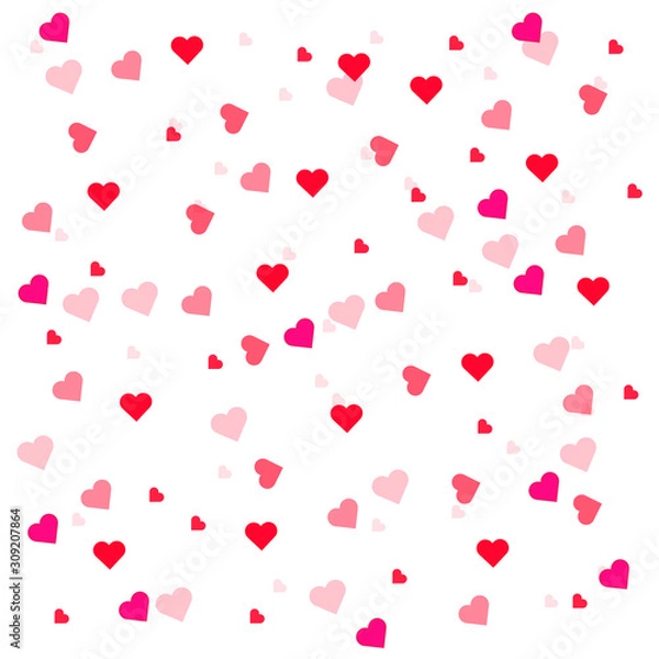 Obraz Heart confetti of Valentines petals falling on transparent background. Flower petal in shape of heart confetti for Women's Day 