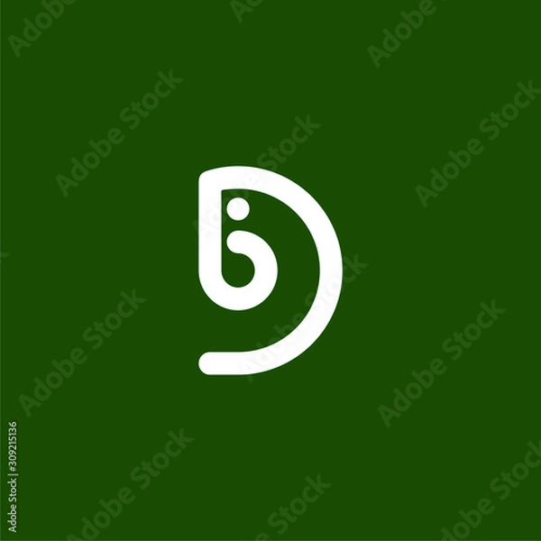 Fototapeta Initial letter b D logo template with chameleon circle lineart in flat design illustration