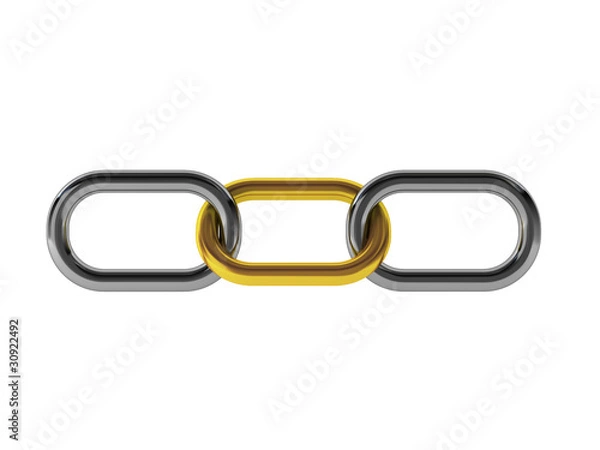 Fototapeta 3d render of golld and chrome chain