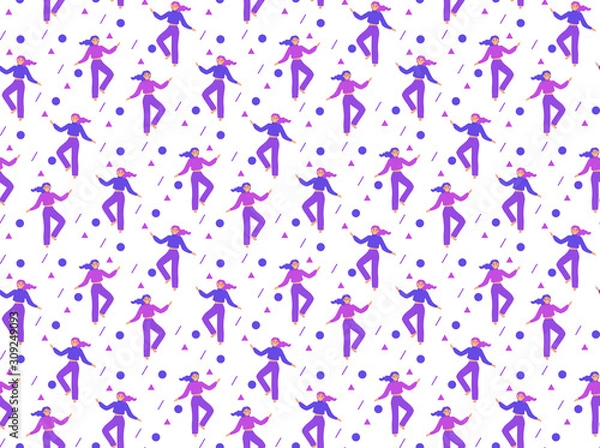 Obraz Modern hipster pattern retro man bright colors seamless pattern. Repeating texture, endless background. Vector illustration