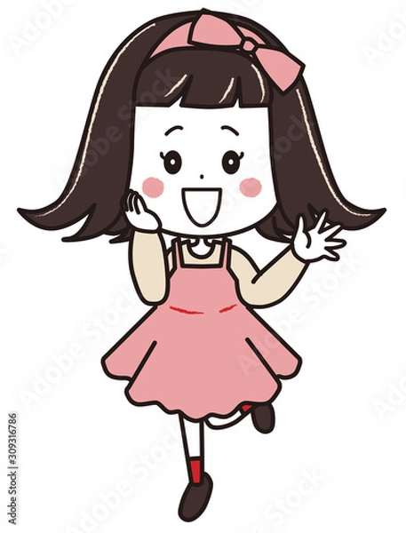 Fototapeta 片足を上げた女の子　ポーズ　イラスト