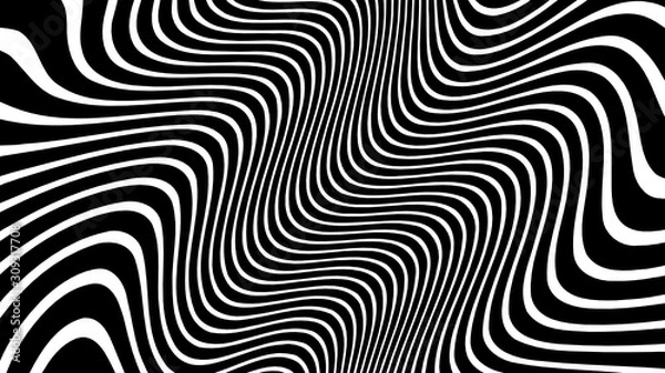 Obraz Vector - Black and white curved wave line abstract illusion.